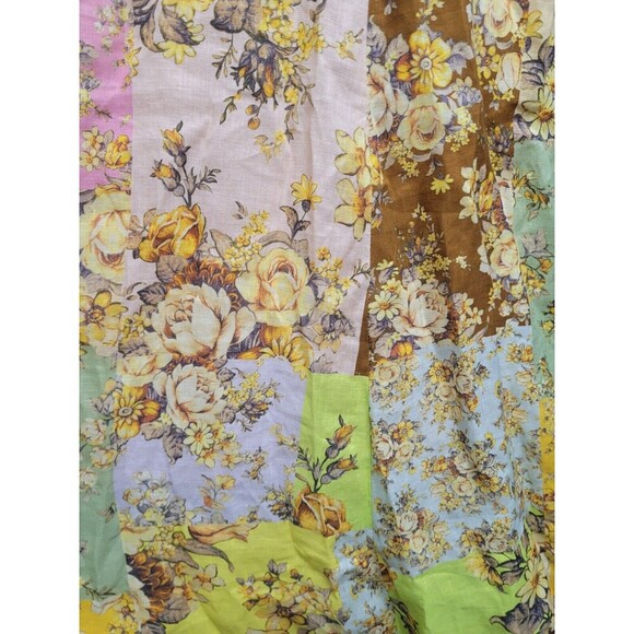 ALEMAIS Sz 8 AUS 4 US Floral Linen Patchwork Matilde Midi Dress Spring Summer - Picture 8 of 16